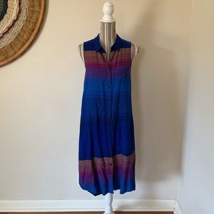 Striped Blue and Purple Sleeveless Dress